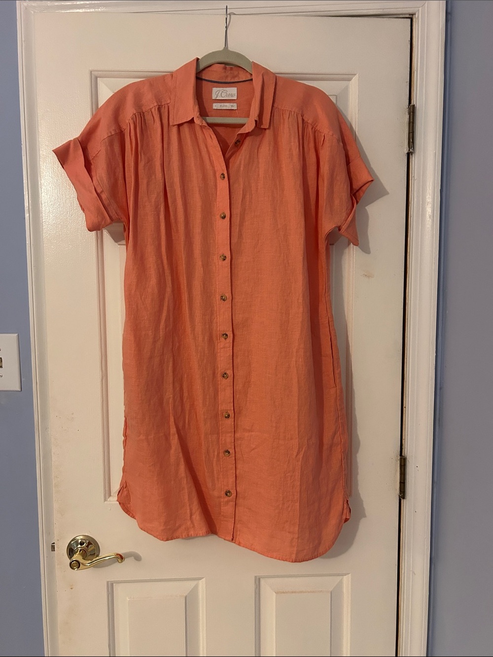 NWT J.Crew Coral-Orange Button Front Shirt Dress